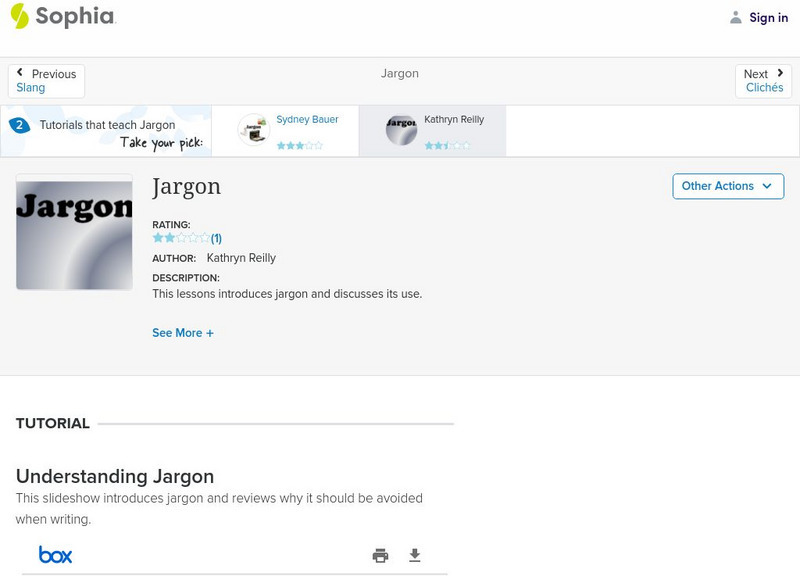 Sophia: Jargon PPT Sophia: Jargon PPT