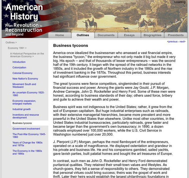 American History: Outlines: Business Tycoons Website American History: Outlines: Business Tycoons Website