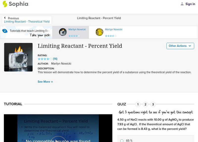 Sophia: Limiting Reactant Percent Yield Unit Plan Sophia: Limiting Reactant Percent Yield Unit Plan