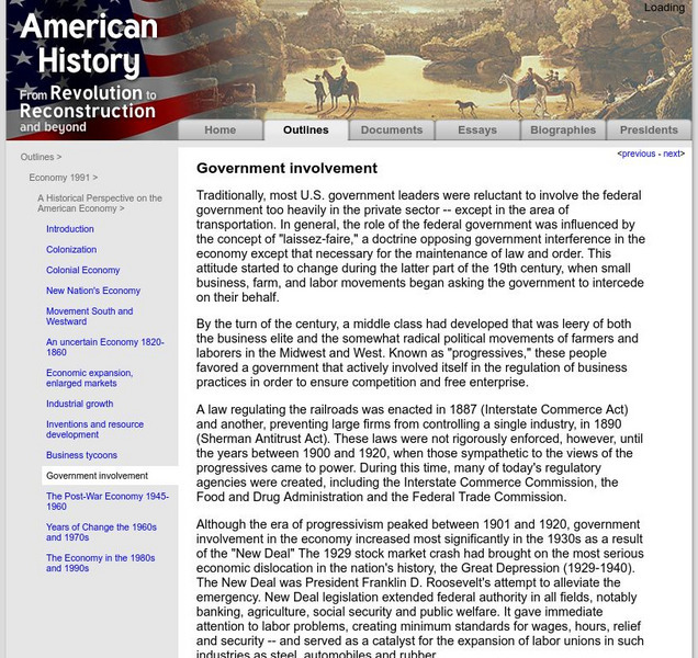 American History: Outlines: Government Involvement Website American History: Outlines: Government Involvement Website