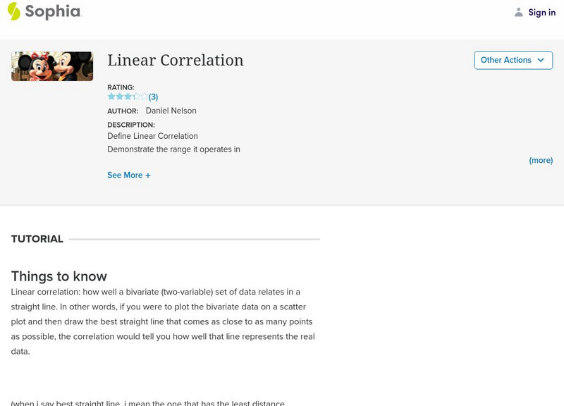 Sophia: Linear Correlation Tutorial PPT Sophia: Linear Correlation Tutorial PPT