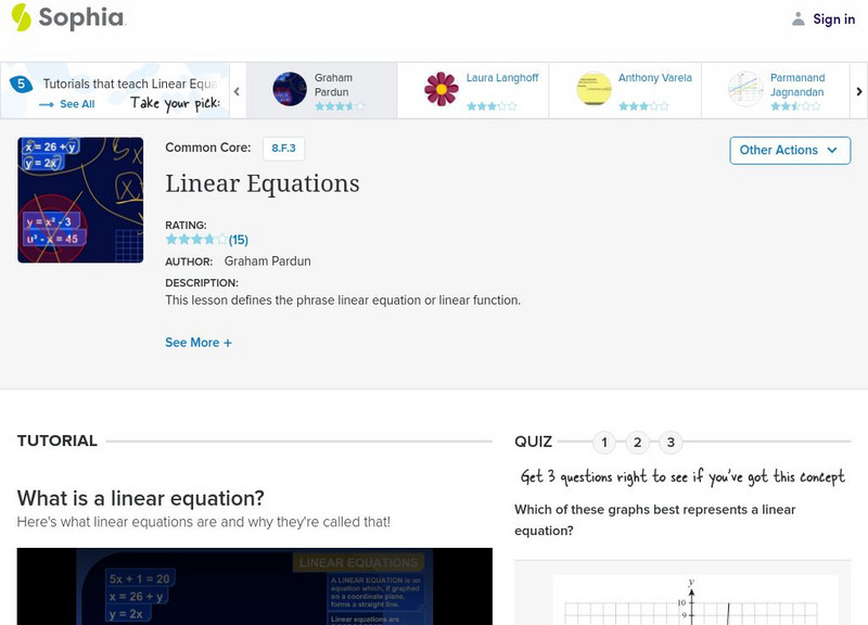 Sophia: Linear Equations Instructional Video