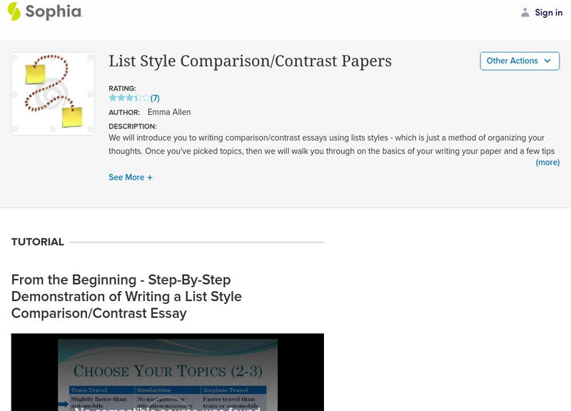 Sophia: List Style Comparison/contrast Papers Instructional Video Sophia: List Style Comparison/contrast Papers Instructional Video