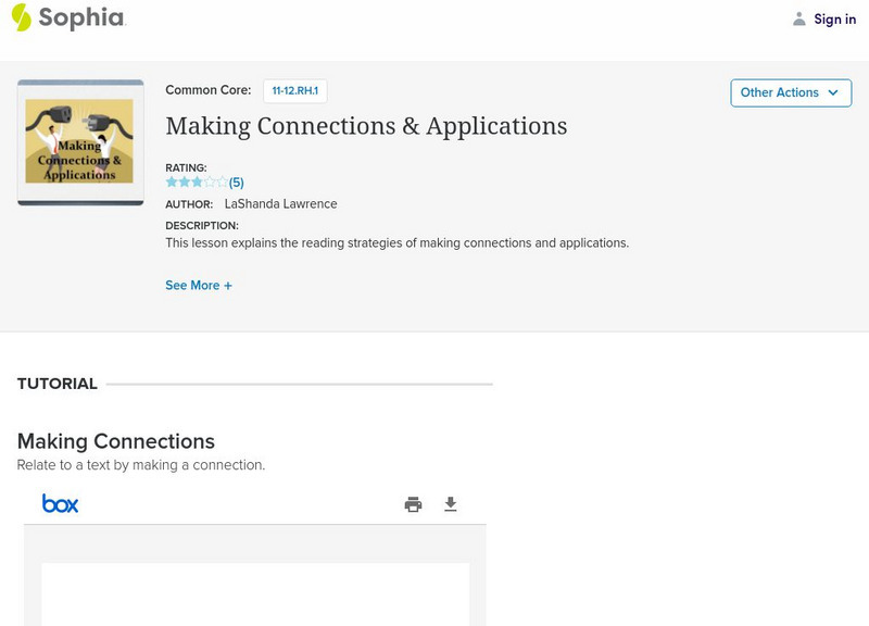 Sophia: Making Connections & Applications: Tutorial PPT Sophia: Making Connections & Applications: Tutorial PPT
