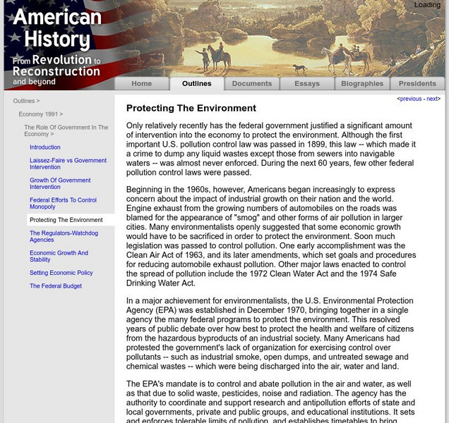 American History: Outlines: Protecting the Environment Website