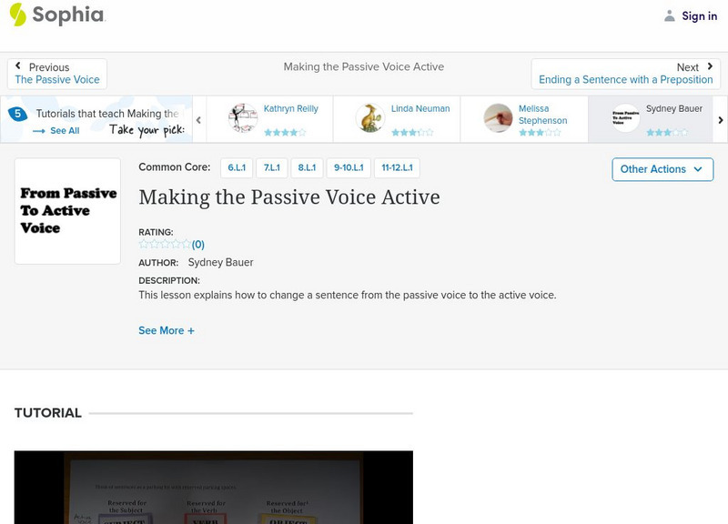 Sophia: Making the Passive Voice Active Instructional Video Sophia: Making the Passive Voice Active Instructional Video