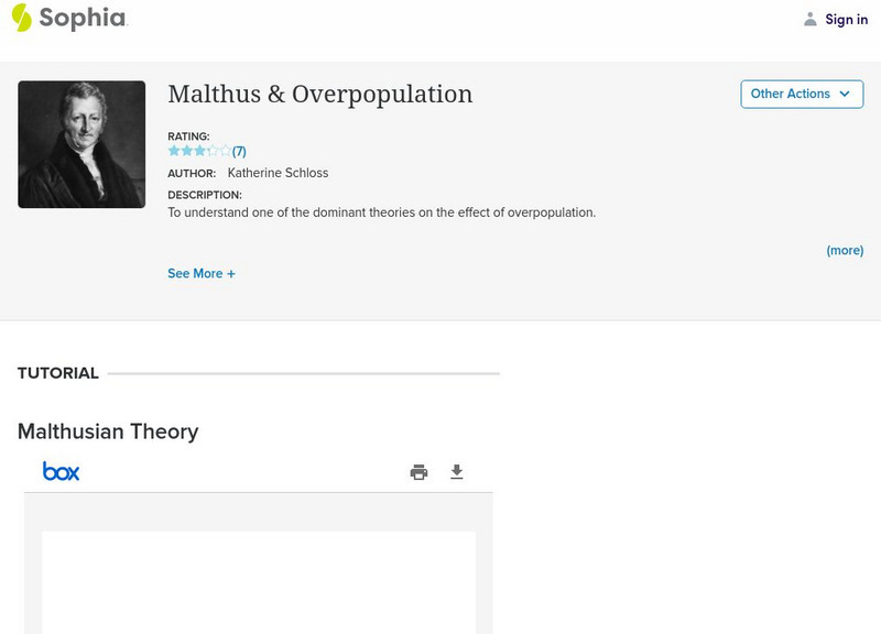 Sophia: Malthus & Overpopulation PPT Sophia: Malthus & Overpopulation PPT