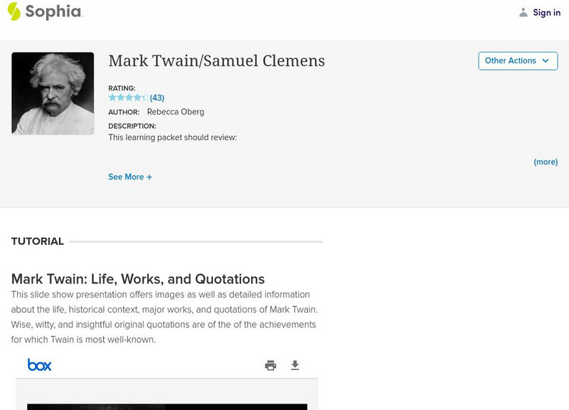 Sophia: Mark Twain/samuel Clemens PPT Sophia: Mark Twain/samuel Clemens PPT