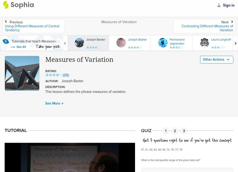 Sophia: Measure of Variation Unit Plan Sophia: Measure of Variation Unit Plan