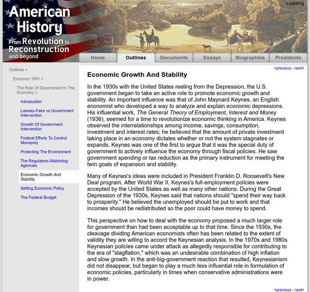 American History: Outlines: Economic Growth and Stability Website American History: Outlines: Economic Growth and Stability Website
