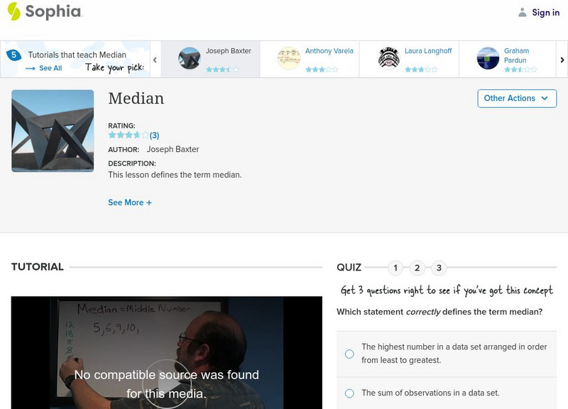 Sophia: Median Tutorial Instructional Video Sophia: Median Tutorial Instructional Video