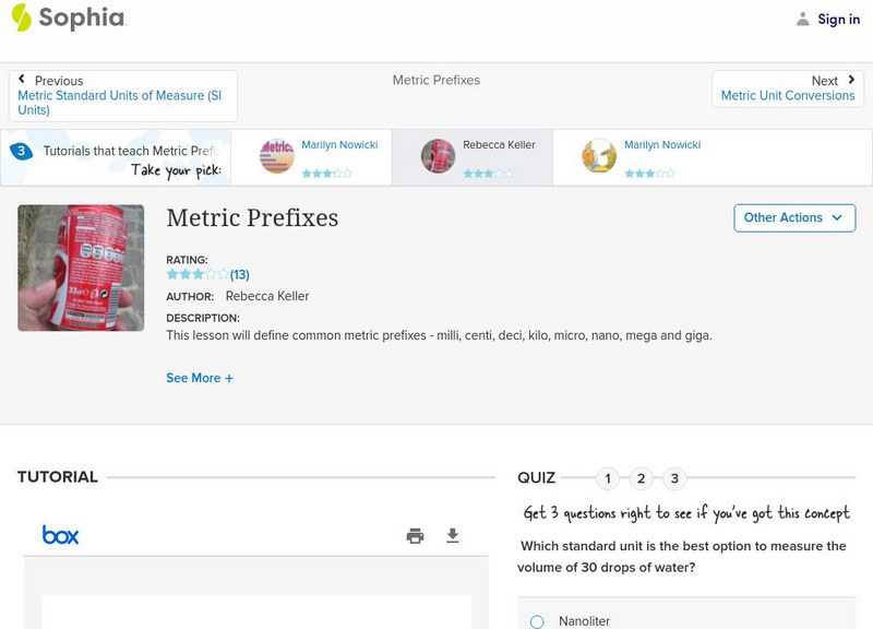 Sophia: Metric Prefixes PPT Sophia: Metric Prefixes PPT