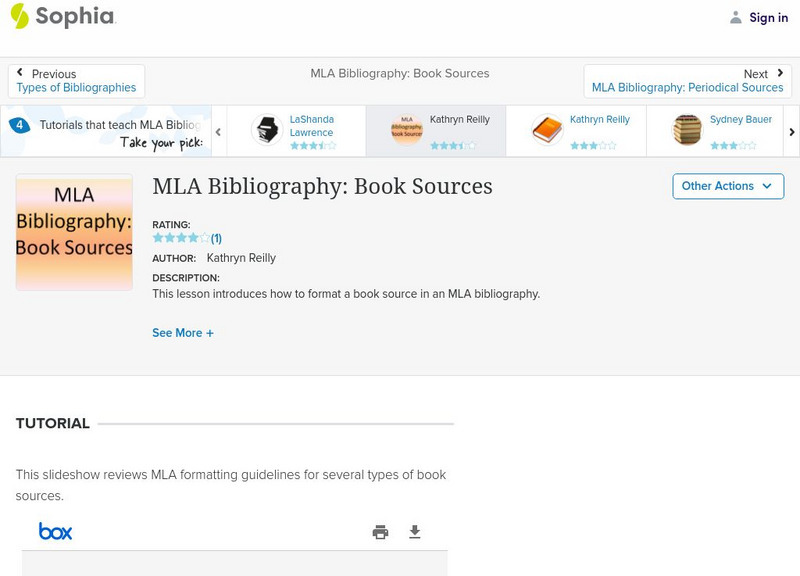 Sophia: Mla Bibliography: Book Sources PPT Sophia: Mla Bibliography: Book Sources PPT