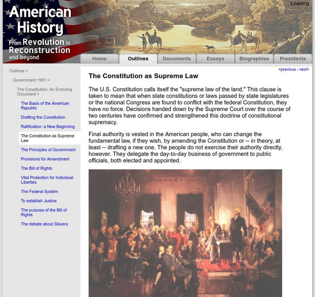 American History: Outlines: The Constitution as Supreme Law Website American History: Outlines: The Constitution as Supreme Law Website