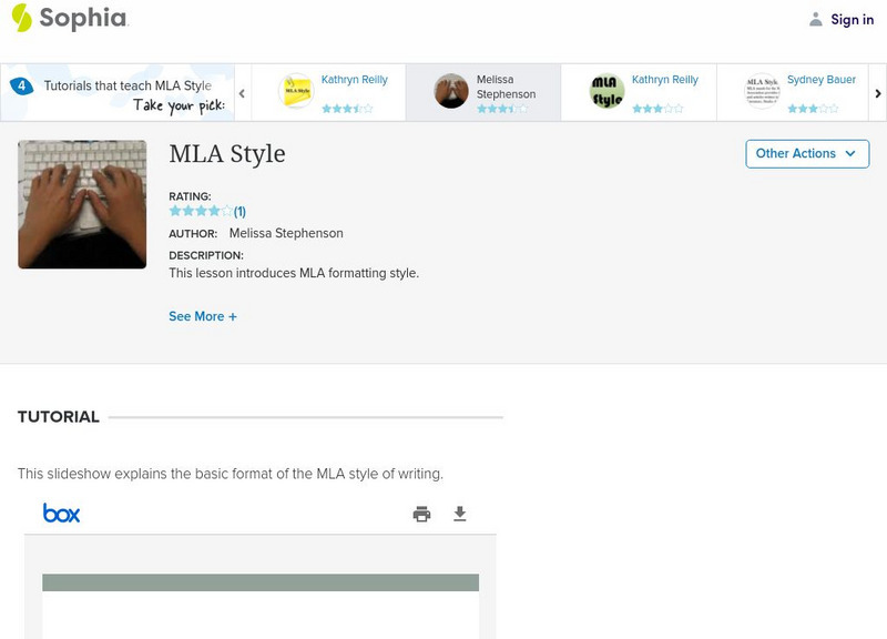 Sophia: Mla Style PPT Sophia: Mla Style PPT