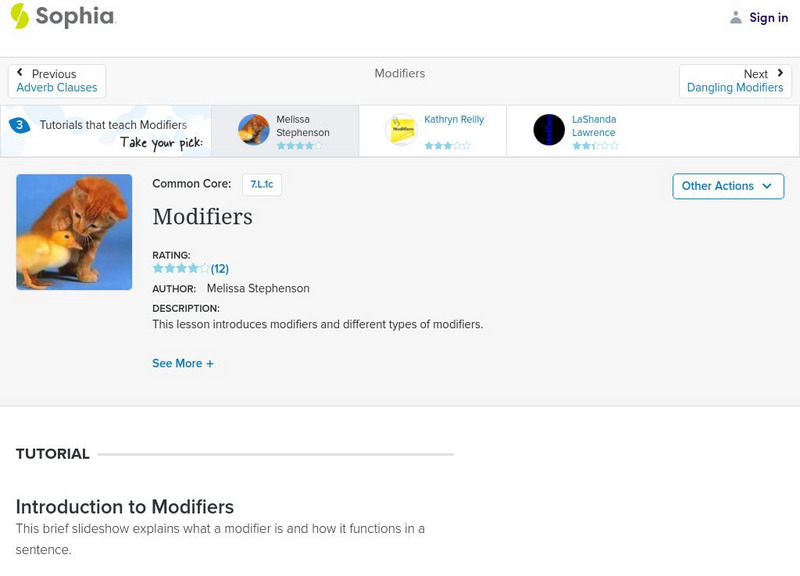 Sophia: Modifiers Unit Plan Sophia: Modifiers Unit Plan