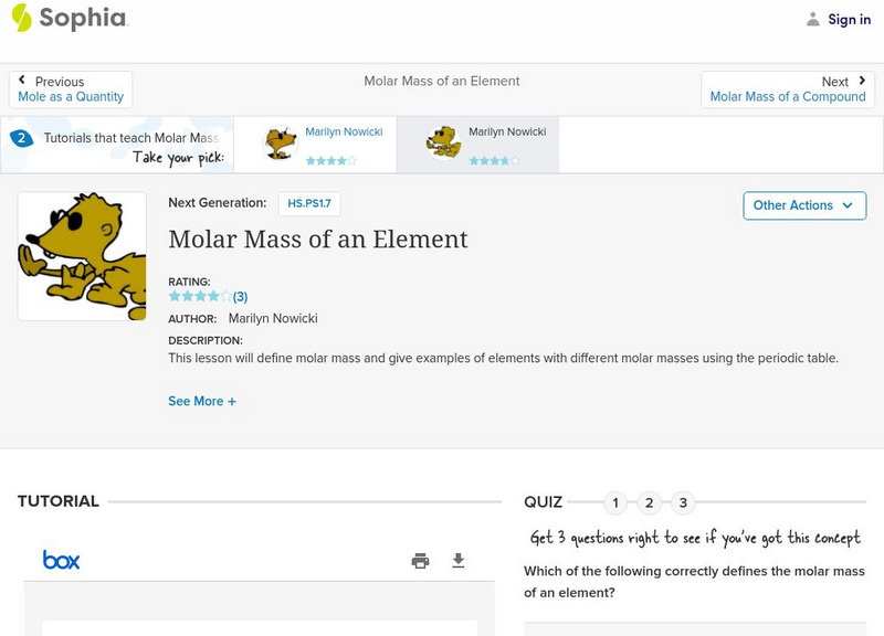 Sophia: Molar Mass of an Element PPT Sophia: Molar Mass of an Element PPT