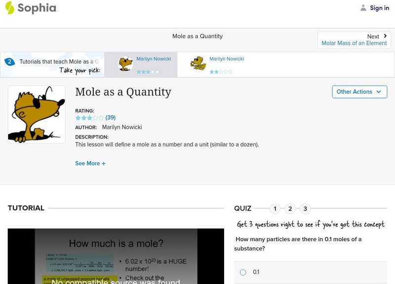 Sophia: Mole as a Quantity Unit Plan Sophia: Mole as a Quantity Unit Plan
