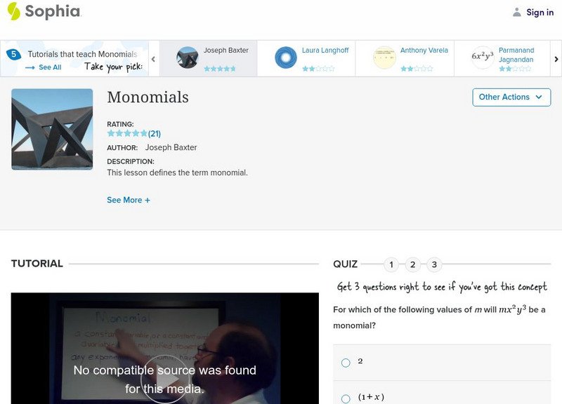 Sophia: Monomials Instructional Video Sophia: Monomials Instructional Video