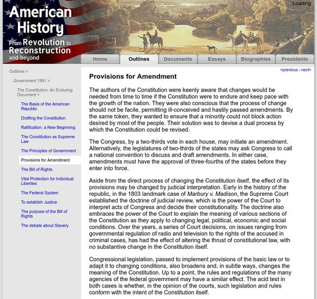 American History: Outlines: Provisions for Amendment Website American History: Outlines: Provisions for Amendment Website