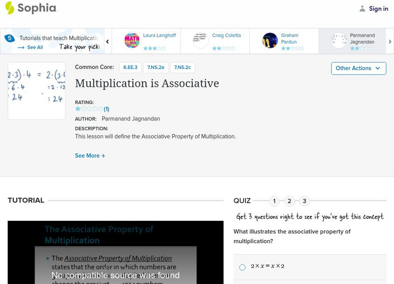 Sophia: Multiplication Is Associative Unit Plan Sophia: Multiplication Is Associative Unit Plan