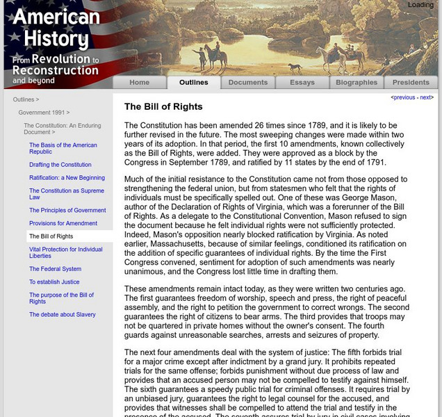 American History: Outlines: The Bill of Rights Website American History: Outlines: The Bill of Rights Website
