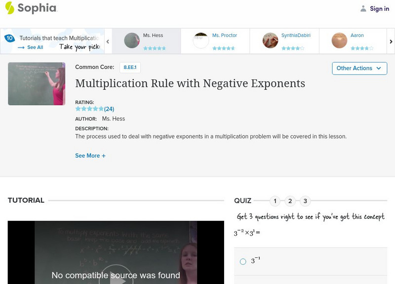 Sophia: Multiplication Rule With Negative Exponents Unit Plan Sophia: Multiplication Rule With Negative Exponents Unit Plan