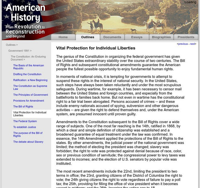 American History: Outlines: Vital Protection for Individual Liberties Website American History: Outlines: Vital Protection for Individual Liberties Website