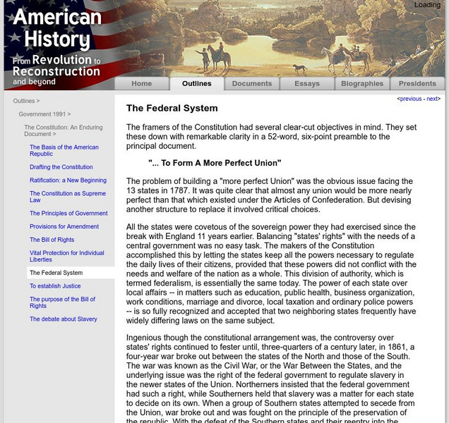 American History: Outlines: The Federal System Website American History: Outlines: The Federal System Website