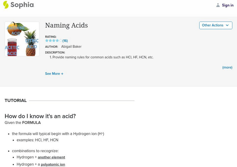 Sophia: Naming Acids Unit Plan Sophia: Naming Acids Unit Plan