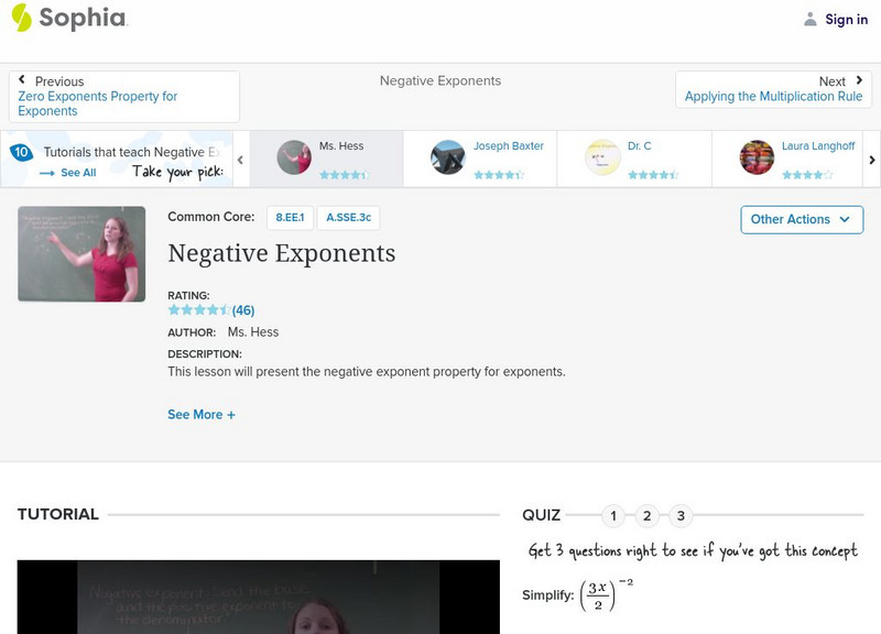 Sophia: Negative Exponents Instructional Video Sophia: Negative Exponents Instructional Video