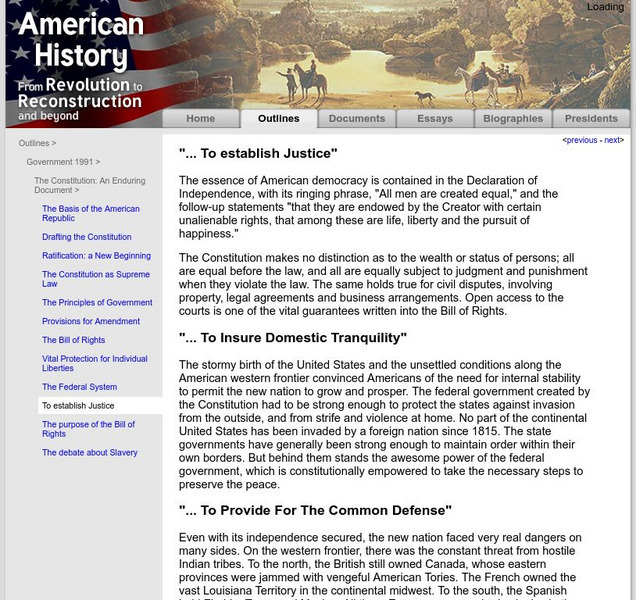 American History: Outlines: To Establish Justice Website American History: Outlines: To Establish Justice Website