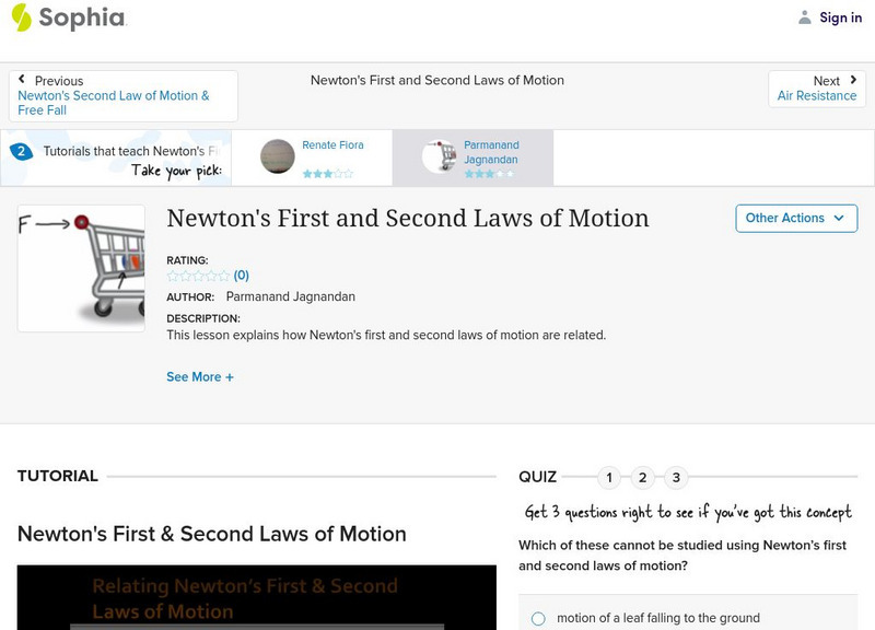 Sophia: Newton's First and Second Laws of Motion Instructional Video