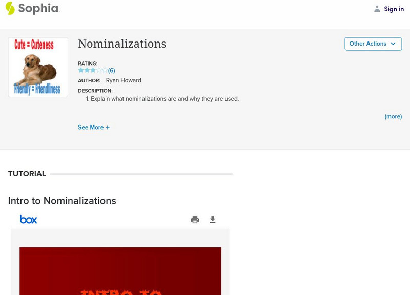 Sophia: Nominalizations Unit Plan Sophia: Nominalizations Unit Plan