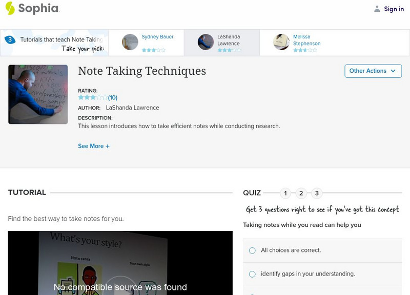 Sophia: Note Taking Techniques Website Sophia: Note Taking Techniques Website