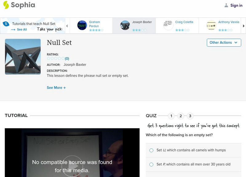 Sophia: Null Set Tutorial Instructional Video Sophia: Null Set Tutorial Instructional Video