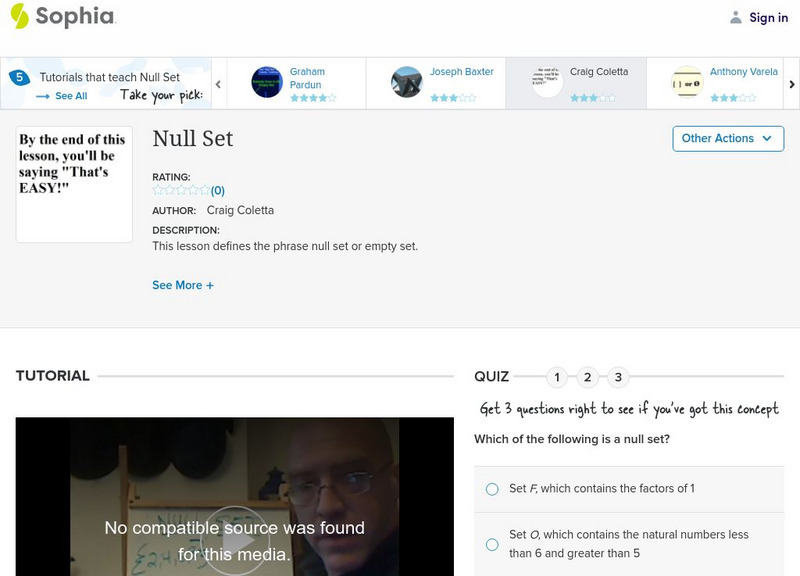Sophia: Null Set Instructional Video