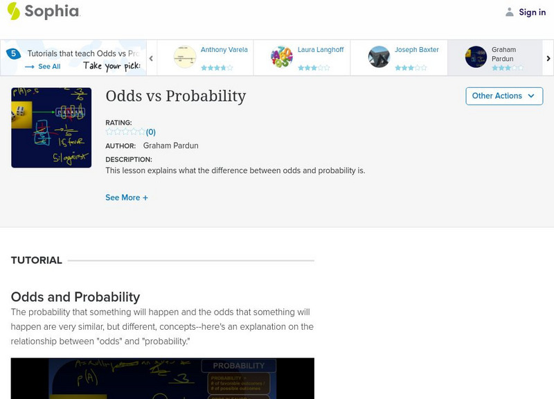 Sophia: Odds vs Probability Instructional Video Sophia: Odds vs Probability Instructional Video