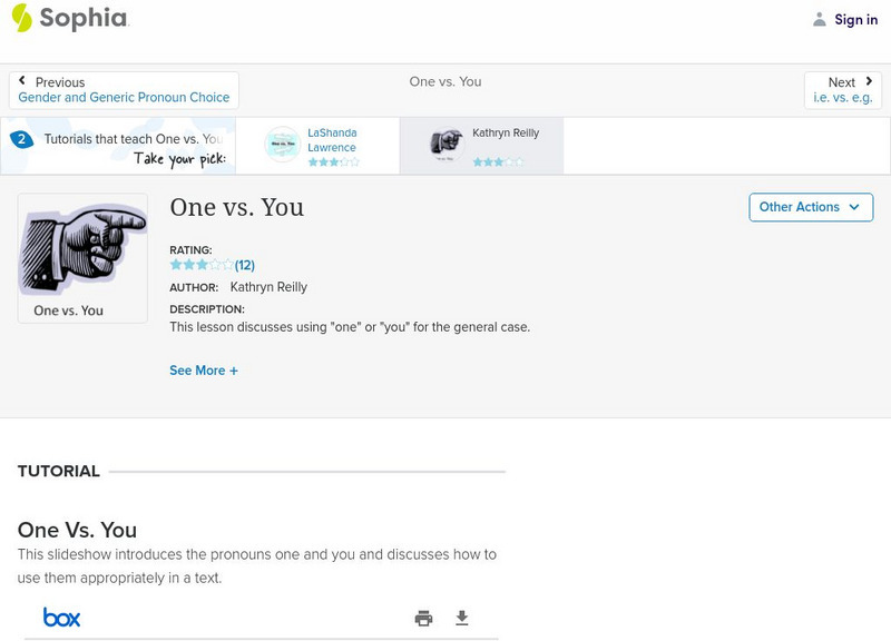 Sophia: One vs. You PPT