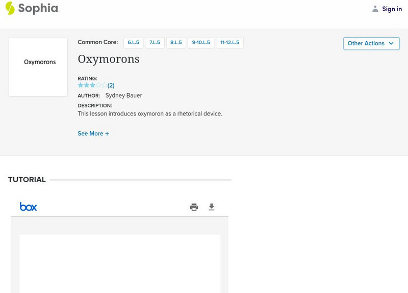 Sophia: Oxymorons PPT Sophia: Oxymorons PPT