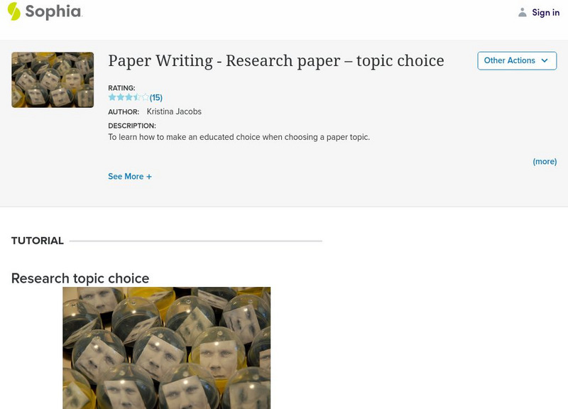 Sophia: Paper Writing: Research Paper: Topic Choice Website Sophia: Paper Writing: Research Paper: Topic Choice Website