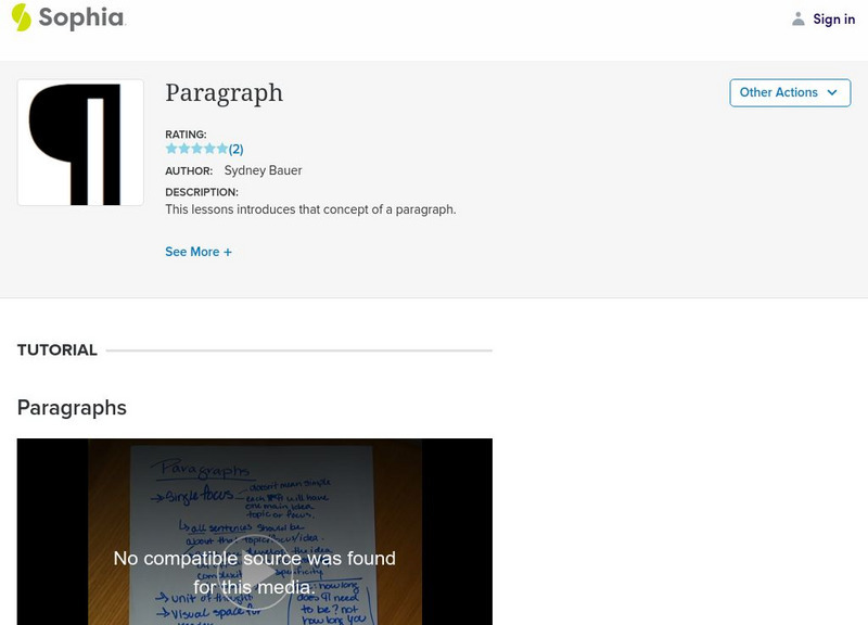 Sophia: Paragraph Instructional Video