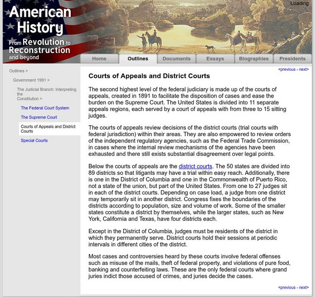 American History: Outlines: Courts of Appeals and District Courts Website American History: Outlines: Courts of Appeals and District Courts Website