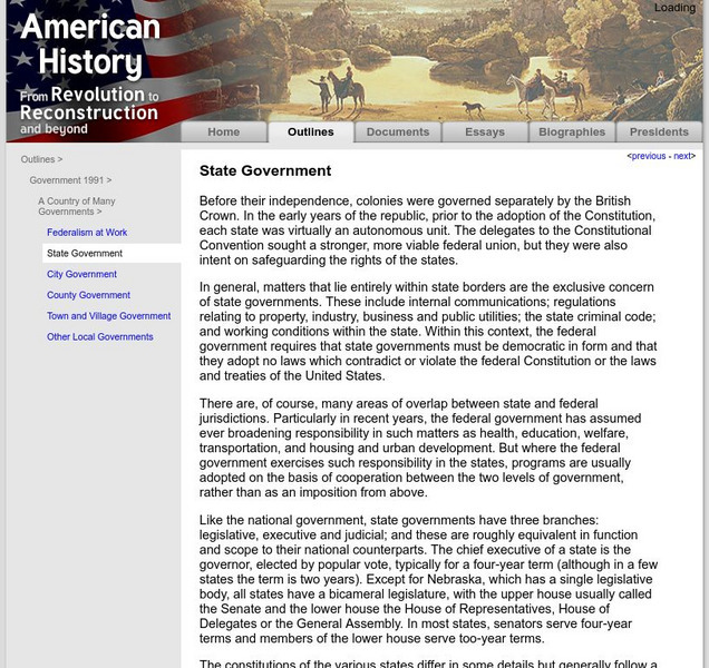 American History: Outlines: State Government Website American History: Outlines: State Government Website