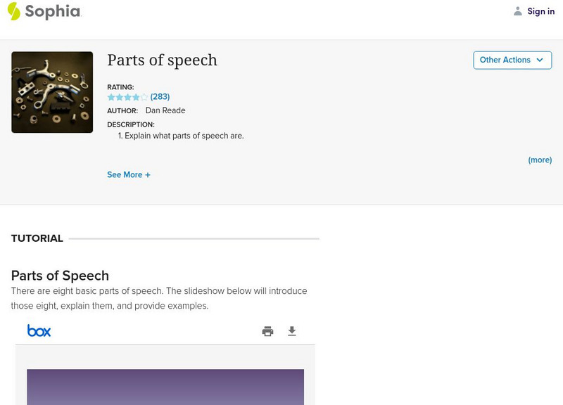 Sophia: Parts of Speech Unit Plan Sophia: Parts of Speech Unit Plan