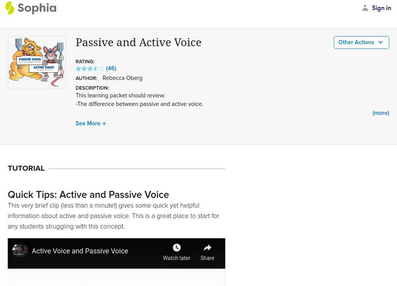 Sophia: Passive and Active Voice Unit Plan Sophia: Passive and Active Voice Unit Plan