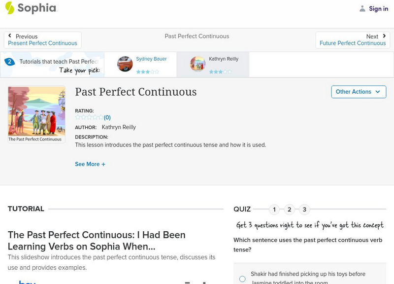 Sophia: Past Perfect Continuous Unit Plan Sophia: Past Perfect Continuous Unit Plan