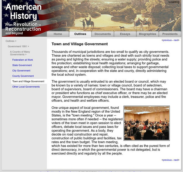 American History: Outlines: Town and Village Government Website