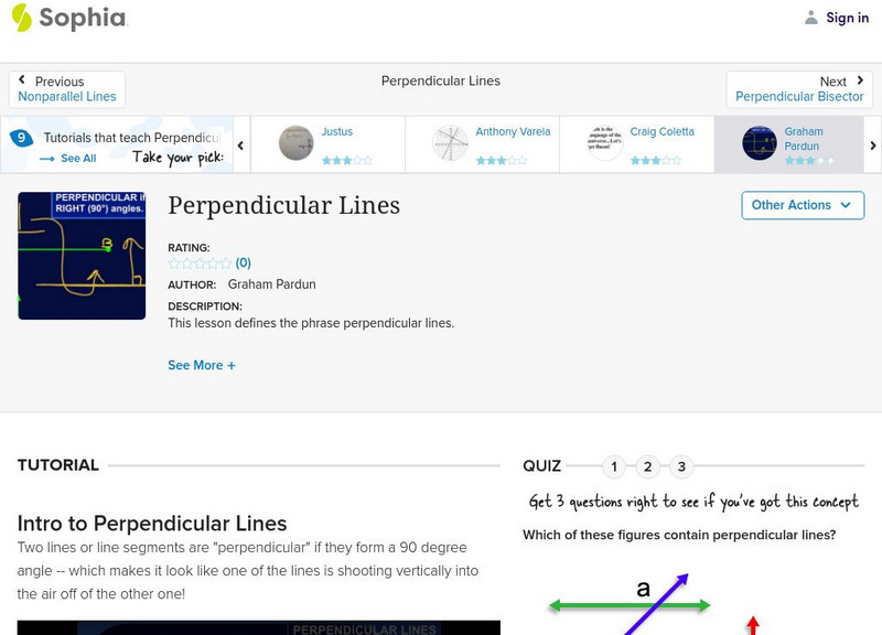 Sophia: Perpendicular Lines Instructional Video Sophia: Perpendicular Lines Instructional Video