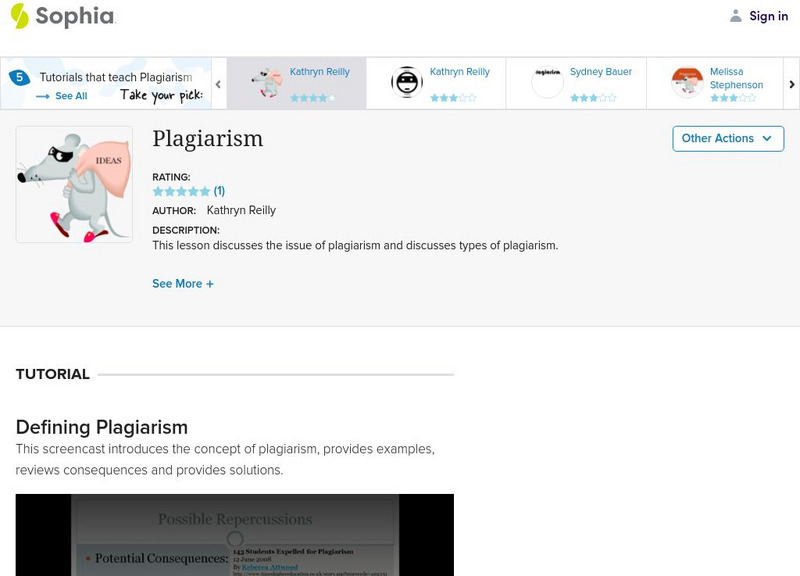 Sophia: Plagiarism Instructional Video Sophia: Plagiarism Instructional Video